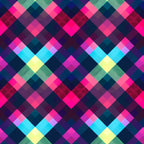 neon pink, electric blue, bright yellow, lime green, teal, purple, magenta, gingham pattern, checkered design, geometric squares, diamond arrangement,, fabric panel, vibrant colors, fluorescent hues, modern gingham, contemporary pattern, bright checkered, neon plaid, quilting material
