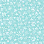 turquoise background, white snowflakes, winter pattern, repeating design, geometric snowflakes, icy blue, aqua fabric, seasonal motif, delicate snowflakes, crystalline patterns,, fabric panel, winter wonderland, frosty design, holiday fabric, christmas theme, scattered snowflakes, cool tones, festive pattern
