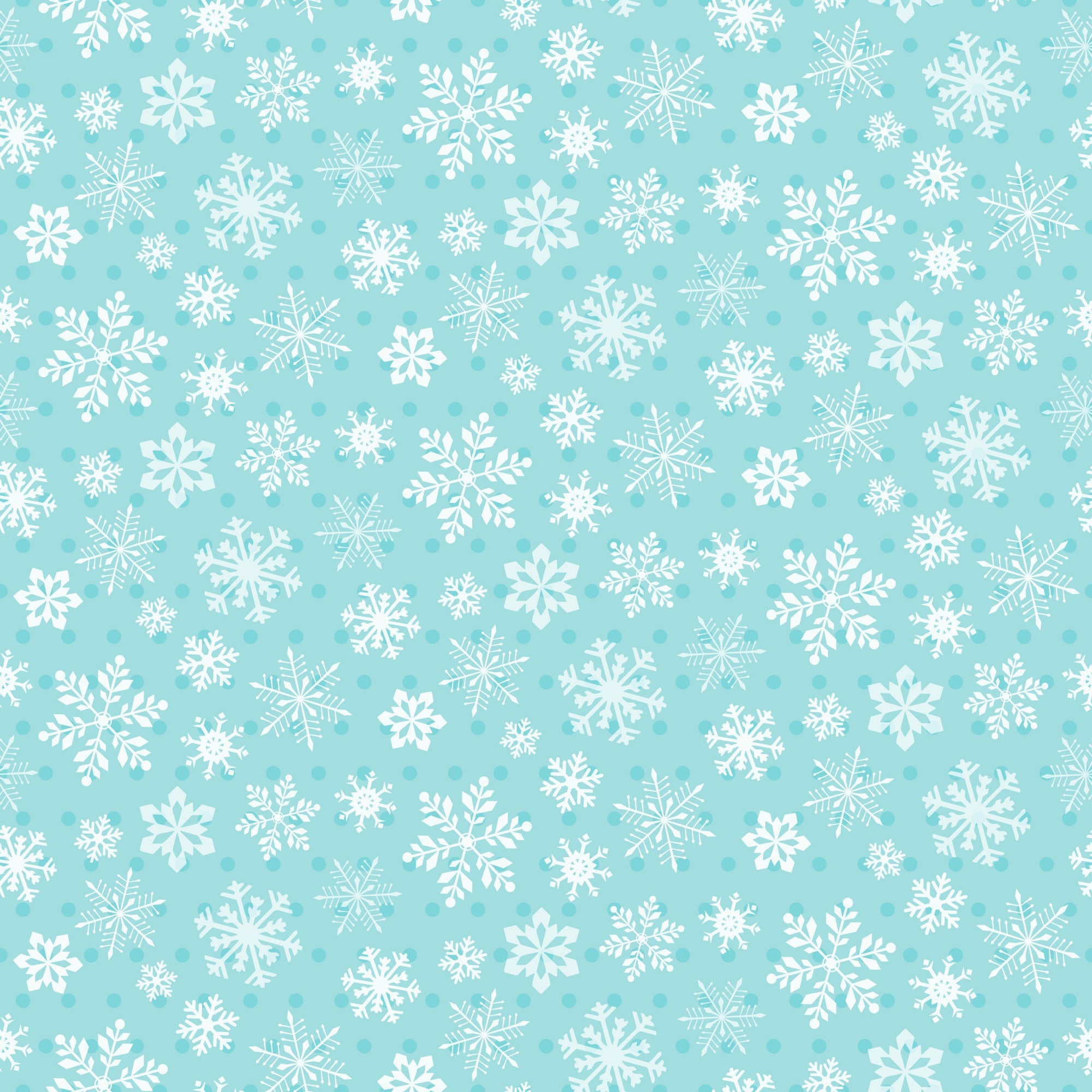 turquoise background, white snowflakes, winter pattern, repeating design, geometric snowflakes, icy blue, aqua fabric, seasonal motif, delicate snowflakes, crystalline patterns,, fabric panel, winter wonderland, frosty design, holiday fabric, christmas theme, scattered snowflakes, cool tones, festive pattern