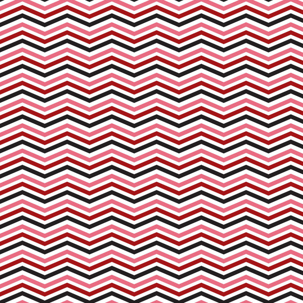 black, red, pink, white, chevron pattern, zigzag stripes, geometric design, retro style, 1950s inspired, diner aesthetic,, fabric panel, repeating pattern, angular lines, mid-century modern, nostalgic feel, striped chevrons, monochrome accents