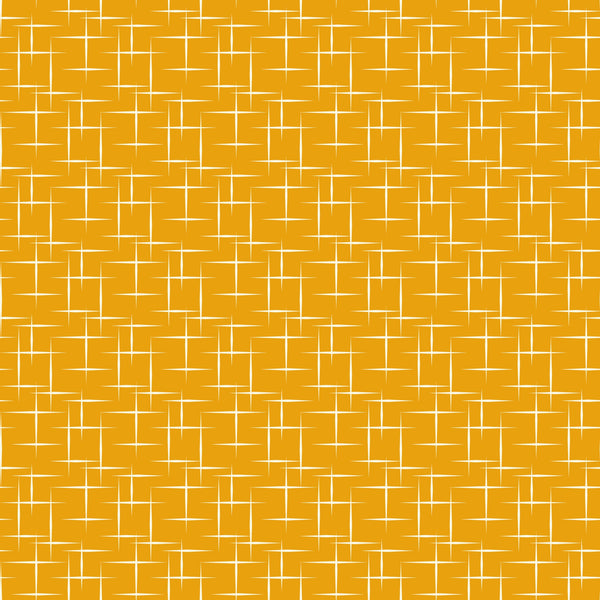 orange, golden yellow, amber, geometric pattern, atomic age, mid-century modern, linear design, intersecting lines, retro style, 1950s design, quilting cotton, fabric panel, modernist, angular lines, vintage pattern, minimalist geometry, contemporary quilting, craft fabric, orange background, abstract geometric