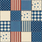 navy blue, cream, red, stars, stripes, plaid, gingham, check pattern, patriotic, americana, nautical, vintage, traditional, rustic, farmhouse, snowflakes, geometric, diamond pattern, dots, celestial, fourth of july, memorial day, patriot theme, classic americana, country style, americana patchwork, mixed patterns, retro, patriotic stars, striped design