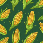 corn pattern, sweet corn, yellow kernels, green husks, golden yellow, forest green, vegetable motif, farm theme, harvest design, agricultural pattern,, fabric panel, repeating pattern, botanical illustration, food pattern, summer crop, corn cobs, rural theme, garden vegetables, kitchen fabric