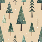 forest green, cream, beige, tan, white, winter trees, evergreen, pine trees, snowflakes, snow dots, nature, woodland, forest, winter, christmas, holiday, minimalist, modern, whimsical, rustic, scandinavian, cozy, festive, kids room, nursery, playroom, baby, children, peaceful, serene