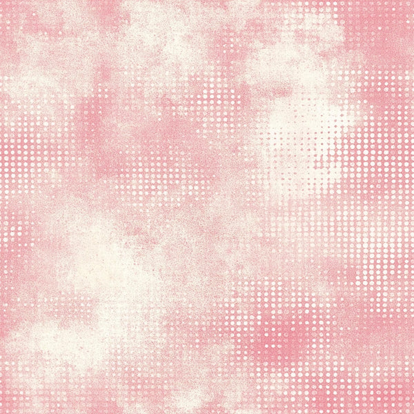 vintage pink, blush pink, cream, ivory, halftone dots, distressed texture, weathered pattern, grunge effect, faded aesthetic, retro style,, fabric panel, soft pastels, muted tones, abstract design, textured background, crafting material, sewing fabric, nostalgic mood