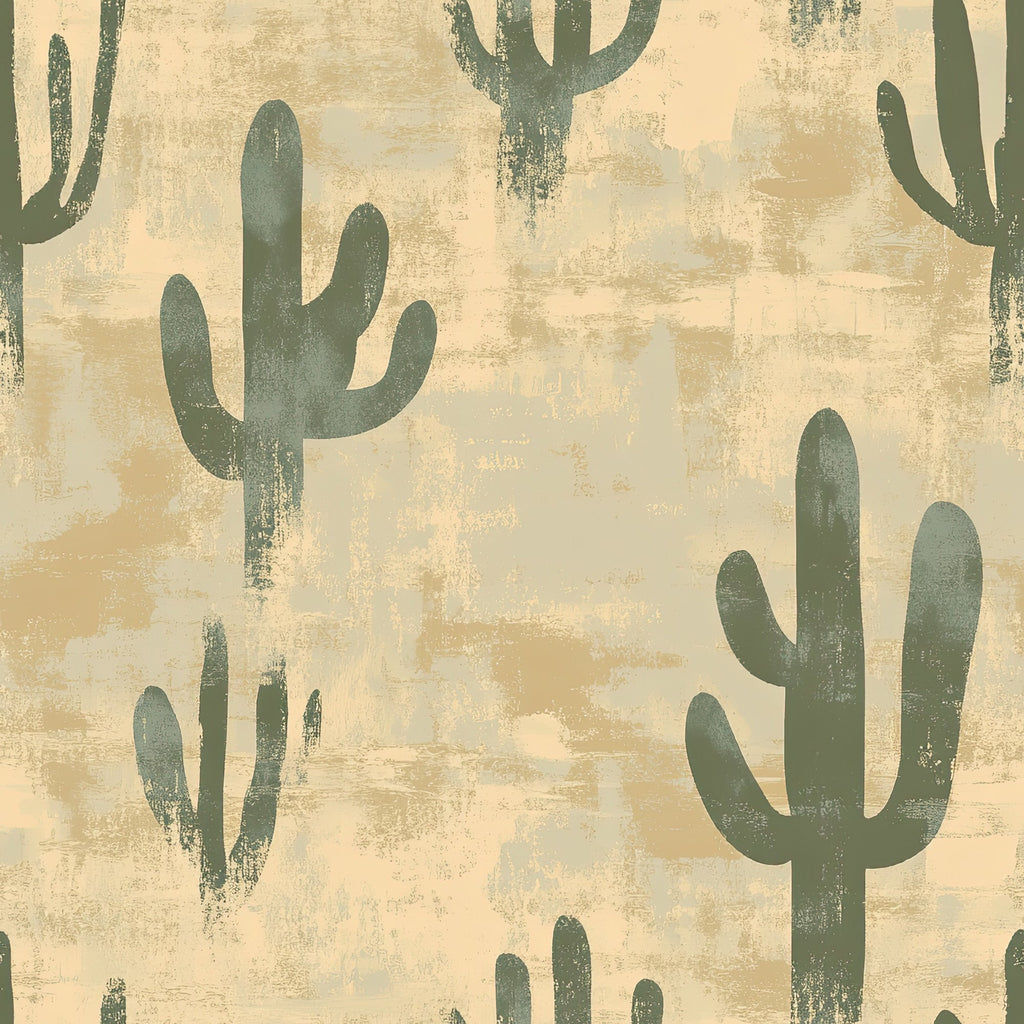beige, sage green, cactus pattern, saguaro cactus, desert theme, western motif, distressed texture, vintage style,, fabric panel, southwestern design, earthy tones, neutral colors, rustic finish, weathered look, botanical print, arizona landscape, desert flora, muted palette, cotton fabric