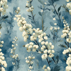 cornflower blue, soft blue, cream white, floral pattern, botanical design, delicate flowers, branching stems, leafy foliage, watercolor style, painterly effect, dreamy mood, ethereal atmosphere,, fabric panel, spring blooms, nature motif, vintage inspired, romantic florals, artistic brushstrokes, garden theme