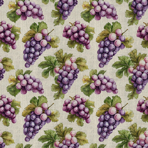purple grapes, grape clusters, wine grapes, vineyard, grapevines, grape leaves, vintage botanical, botanical print, nature theme, fruit pattern, harvest, autumn harvest, wine country, traditional style, elegant design, rustic farmhouse, eggplant purple, mauve, sage green, olive green, cream background, textured background, orchard theme, wine lover gift, kitchen decor, dining room, home décor, timeless pattern