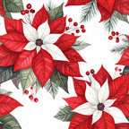 red poinsettia, white poinsettia, evergreen, holiday, christmas, festive, winter, red and white, forest green, berries, botanical, floral, nature, elegant, traditional, seasonal, poinsettia flowers, pine branches, holly berries, red florals, white flowers, dark green leaves, victorian, classic, timeless, decorative, celebration
