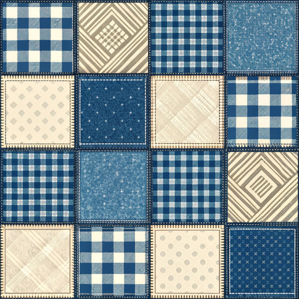 navy blue, cream, beige, tan, geometric, plaid, gingham, checkered, striped, diamond pattern, dotted, stars, farmhouse, traditional, rustic, vintage, country, cottage core, quilted, patchwork, classic, timeless, home decor, nursery, kids room, baby, neutral palette, calming, cozy, heritage print