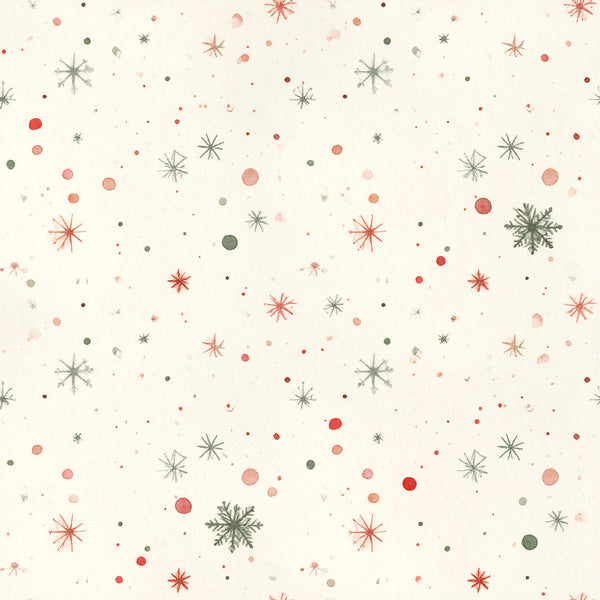 coral red, dusty rose, sage green, cream, winter, holiday, christmas, snowflakes, stars, geometric, modern, whimsical, festive, nursery, kids room, playroom, celestial, sparkly, elegant, soft, delicate, neutral, multi-color, seasonal, decorative, timeless, contemporary, vintage inspired, gender neutral