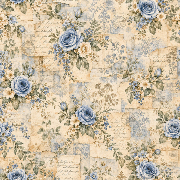 vintage blue rose, dusty blue, cream, beige, sage green, floral, roses, botanical, vintage, shabby chic, cottage core, elegant, romantic, damask, script text, postal stamps, antique letters, garden, nature, spring, timeless, traditional, delicate, soft, nostalgic, french country, heirloom, classic, baby shower, nursery