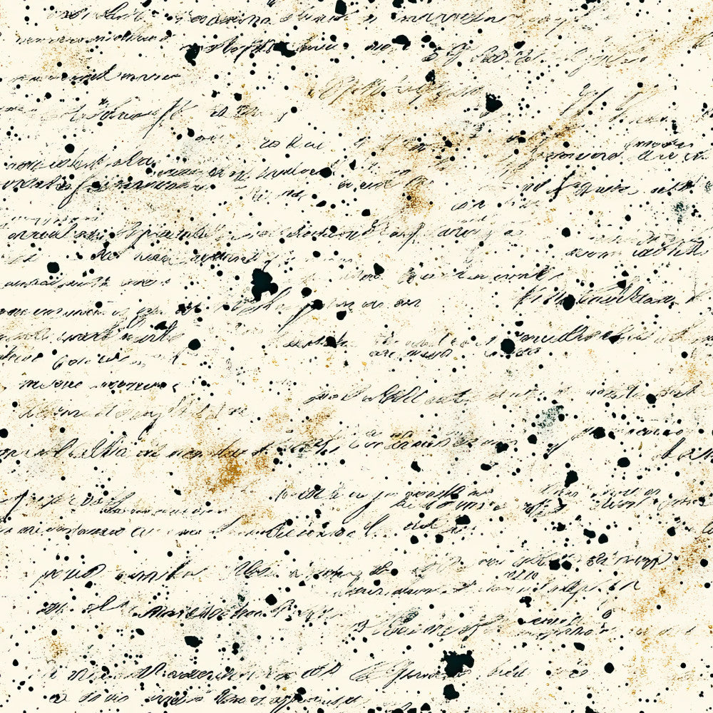cream, ivory, black, vintage, handwriting script, calligraphy, distressed, aged, antique, literary, manuscript, ink splatter, grunge, eclectic, bohemian, rustic, elegant, artistic, textured, journal, letter, document, nostalgic, traditional, classic, shabby chic, steampunk, academic, historical