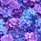 purple flowers, blue flowers, hydrangeas, floral pattern, realistic flowers, botanical design, purple hues, blue tones, lavender shades, clustered blooms, nature motif,, fabric panel, garden flowers, soft petals, detailed florals, spring blooms, feminine design, crafting fabric, sewing material