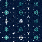 navy blue, teal, turquoise, white, geometric, celestial, stars, snowflakes, winter, christmas, holiday, modern, elegant, whimsical, four-pointed stars, diamond shapes, plus signs, sparkly, magical, night sky, frost, icy, jewel tones, sophisticated, festive, decorative, constellation, cosmic, starry night