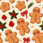 gingerbread man, christmas, holiday, festive, cream, tan, brown, red, forest green, candy cane, striped bow, holly berries, winter, seasonal, whimsical, playful, cute, cheerful, nursery, kids room, playroom, baby shower, gingerbread cookies, stars, mittens, decorative, traditional, nostalgic, cookie themed