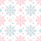 pale pink, dusty blue, soft blue, blush pink, light blue, winter, holiday, christmas, snowflake, geometric, modern, elegant, whimsical, frozen, snow theme, winter wonderland, nursery, baby, children, kids, sparkle, delicate, pastel, soft colors, magical, festive, seasonal, decorative circles, intricate details