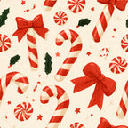 red and white candy cane, peppermint, holly, red bow, red star, festive, christmas, holiday, candy, swirl, striped, whimsical, cheerful, vintage, traditional, retro, kids, children, playroom, nursery, cream, crimson red, forest green, peppermint swirl, candy cane stripe, christmas decoration, seasonal, jolly, classic holiday