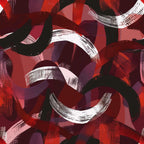 burgundy, deep red, maroon, crimson, white, black, purple, abstract pattern, circular motifs, curved shapes, brushstroke texture, modern art, contemporary design, overlapping elements, dynamic movement, artistic swirls,, fabric panel, geometric abstracts, layered composition
