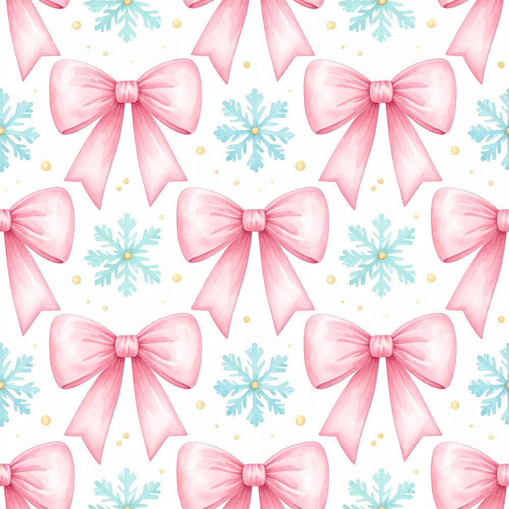 blush pink, soft pink, rose pink, turquoise, teal, gold, pastel pink, pastel blue, bows, ribbons, snowflakes, winter, holiday, christmas, festive, elegant, whimsical, feminine, delicate, cute, sweet, nursery, baby girl, girl's room, children's, playroom, baby shower, vintage, romantic, sparkly