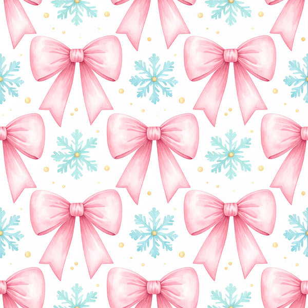 blush pink, soft pink, rose pink, turquoise, teal, gold, pastel pink, pastel blue, bows, ribbons, snowflakes, winter, holiday, christmas, festive, elegant, whimsical, feminine, delicate, cute, sweet, nursery, baby girl, girl's room, children's, playroom, baby shower, vintage, romantic, sparkly