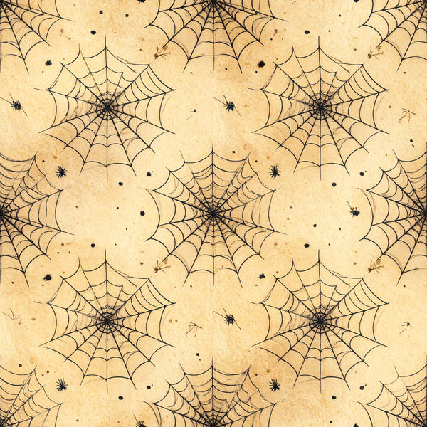cream, tan, beige, ivory, vintage, halloween, spiderweb, spider, spooky, creepy, gothic, dark academia, witchy, autumn, fall, horror, eerie, retro, nostalgic, geometric, intricate, ornate, gothic style, vintage halloween, spider web pattern, arachnid, creepy crawlies, playroom, kids room, nursery