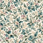 dusty rose, sage green, teal, cream, botanical, floral, watercolor, vintage, delicate flowers, eucalyptus, leaves, small blooms, spring, garden, nature, elegant, soft, romantic, cottage core, traditional, mauve flowers, golden accents, feminine, nursery, baby shower, timeless, botanical print, wildflowers, branches, peaceful