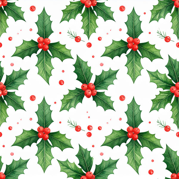 holly, christmas, holiday, red berries, green leaves, winter, festive, bright red, forest green, white background, floral, nature, seasonal, traditional christmas, decorative, elegant, classic, botanical, berry motifs, evergreen, yuletide, christmas decor, red and green, timeless, vintage christmas, traditional style, holiday theme, celebration