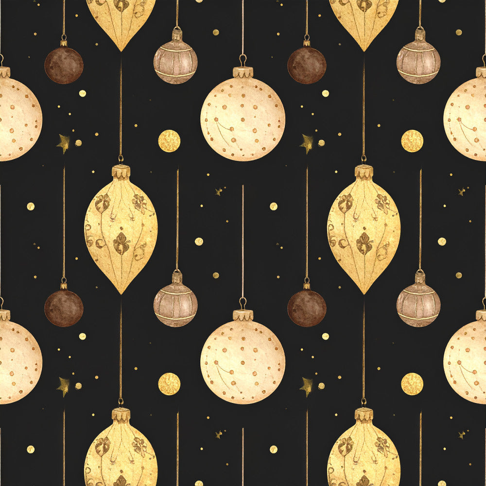 gold ornaments, black background, metallic gold, bronze, cream, celestial, stars, holiday, christmas, elegant, luxurious, sophisticated, vintage, traditional, decorative baubles, hanging ornaments, festive, winter, formal, glamorous, teardrop ornaments, spherical ornaments, gold embellishments, sparkly, shimmering, upscale, timeless