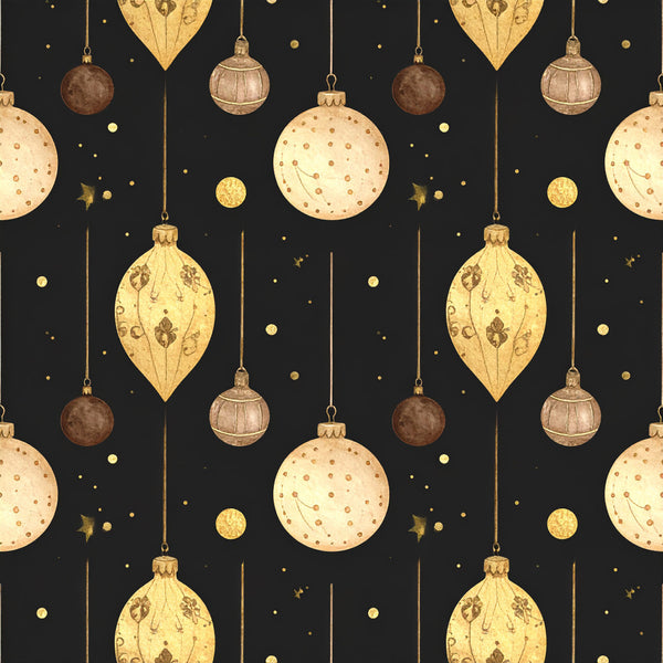 gold ornaments, black background, metallic gold, bronze, cream, celestial, stars, holiday, christmas, elegant, luxurious, sophisticated, vintage, traditional, decorative baubles, hanging ornaments, festive, winter, formal, glamorous, teardrop ornaments, spherical ornaments, gold embellishments, sparkly, shimmering, upscale, timeless