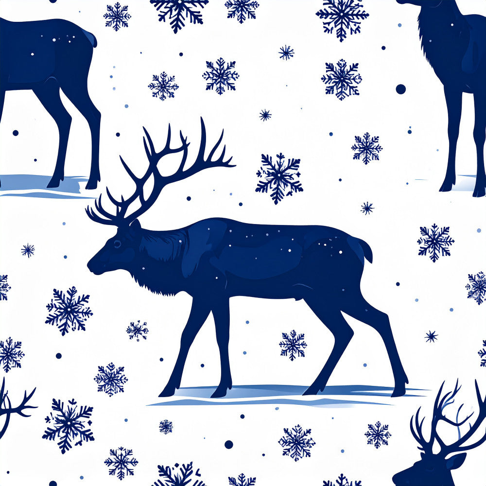 navy blue, white, winter, snowflakes, deer, elk, moose, reindeer, forest animals, wildlife, christmas, holiday, snow, winter wonderland, celestial, elegant, traditional, nature-inspired, rustic, festive, cold weather, woodland, alpine, scandinavian, geometric snowflakes, silhouette animals, monochromatic, wintery scene, nursery, kids room