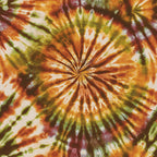 tie dye, retro, groovy, radial pattern, starburst design, orange, rust, olive green, burgundy, cream, white, spiral, psychedelic, 1960s style, hippie, boho,, fabric panel, sunburst, kaleidoscope