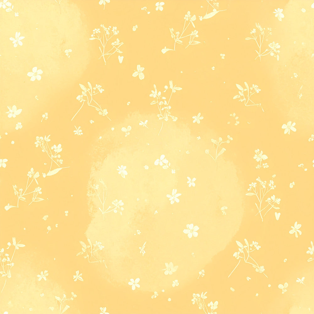 pale yellow, cream, soft yellow, butter yellow, white flowers, delicate florals, baby's breath, wildflowers, botanical, floral pattern, spring, summer, nature, garden, whimsical, delicate, soft, gentle, nursery, baby room, kids room, baby shower, newborn, feminine, romantic, vintage, cottage core, farmhouse, peaceful, calming