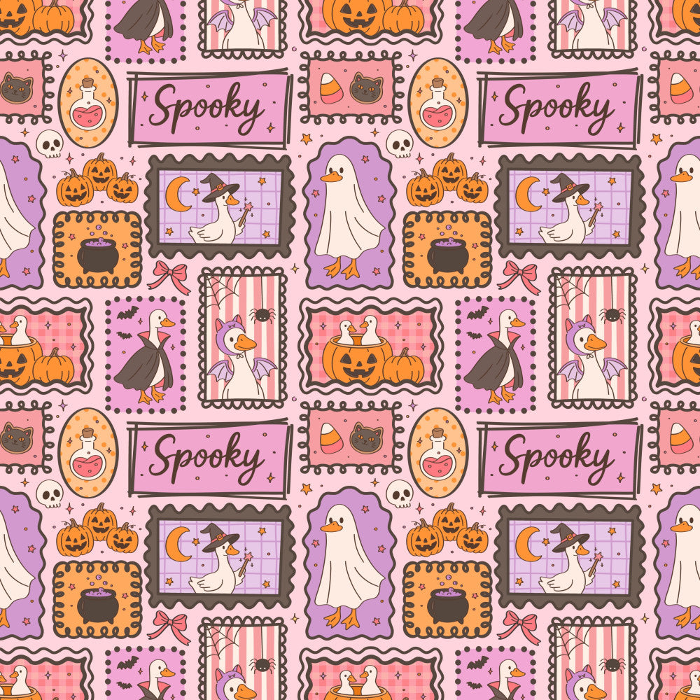halloween, spooky, purple, pink, orange, brown, candy corn, pumpkins, ghosts, witches, potion bottles, cauldrons, bats, moons, stars, black cats, jack-o-lanterns, autumn, fall, seasonal, festive, whimsical, playful, kids, children, trick-or-treat, costume party, haunted, magical, vintage halloween