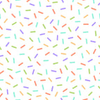 rainbow sprinkles, colorful confetti, pastel colors, purple, mint green, coral pink, yellow, lime green, scattered pattern, random placement, candy sprinkles, dessert theme, sweet treats, playful design, whimsical style,, fabric panel, bakery motif, celebration theme, cheerful mood