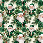 forest green, cream, white, red, sage green, christmas, holiday, santa, father christmas, festive, whimsical, traditional, vintage, nature, botanical, succulents, evergreen branches, holly berries, seasonal, winter, nostalgic, retro, children's, kids room, nursery, playroom, decorative, cheerful, jolly, timeless