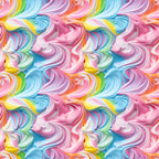 rainbow swirls, pink frosting, blue icing, yellow swirls, multicolor pattern, pastel colors, swirled design, candy colors, frosting texture,, fabric panel, sweet treats, dessert inspired, flowing curves, marbled effect, bright colors, seamless repeat, cotton fabric, confectionery theme