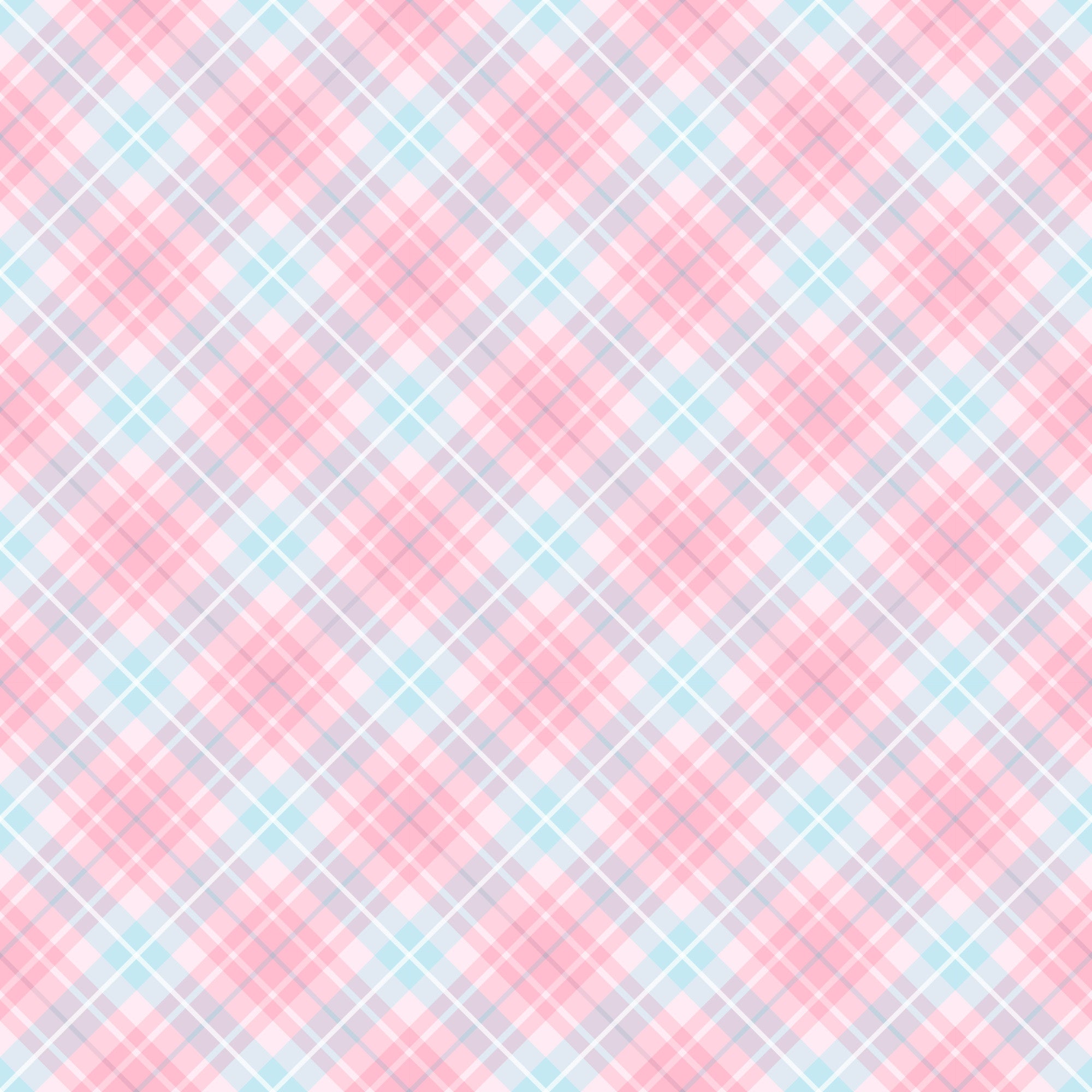 pink, blue, lavender, white, plaid pattern, diagonal stripes, checkered design, pastel colors, soft hues,, fabric panel, tea party theme, feminine style, craft material, sewing supplies, gentle pattern, light colors, crosshatch lines, sweet aesthetic