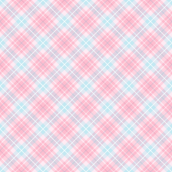pink, blue, lavender, white, plaid pattern, diagonal stripes, checkered design, pastel colors, soft hues,, fabric panel, tea party theme, feminine style, craft material, sewing supplies, gentle pattern, light colors, crosshatch lines, sweet aesthetic