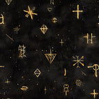gold, black, celestial, stars, crosses, religious, spiritual, mystical, occult, witchy, gothic, dark academia, geometric, symbols, moon, eye, diamonds, modern, elegant, bohemian, metaphysical, esoteric, magical, nighttime, spooky, alternative, meditation, astronomy, constellation