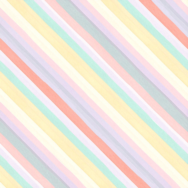 pastel stripes, diagonal stripes, soft yellow, pale pink, mint green, lavender, coral pink, cream, light gray, striped pattern, candy colors, rainbow stripes, modern geometric, contemporary style, whimsical, cheerful, gender neutral, nursery, playroom, baby room, kids room, spring colors, soft pastels, delicate stripes, trendy, cute, sweet, baby shower