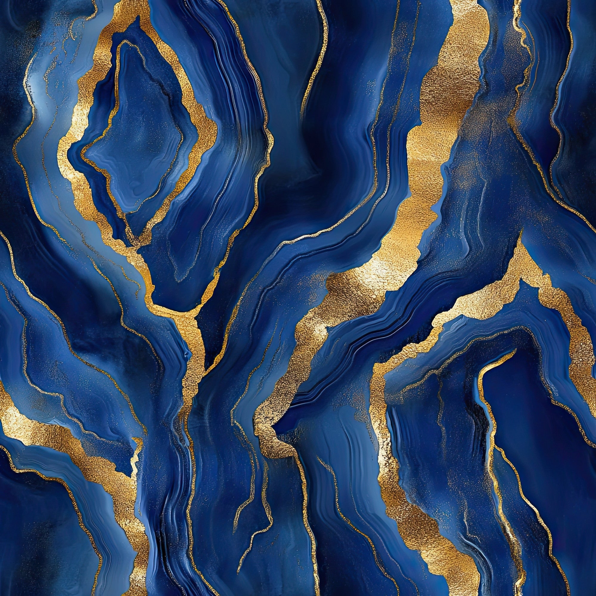 royal blue, gold, agate pattern, geode design, mineral formation, marbled effect, flowing lines, organic shapes, luxurious, metallic accents, stone texture, natural patterns, fluid design, elegant, sophisticated,, fabric panel, abstract design, swirling motifs, crystalline structure