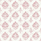 pink, dusty rose, cream, ivory, damask pattern, floral motifs, ornate design, distressed texture, vintage style, shabby chic, baroque elements, decorative flourishes,, fabric panel, romantic aesthetic, weathered appearance, repeating pattern, elegant motifs, soft pastels, antique finish