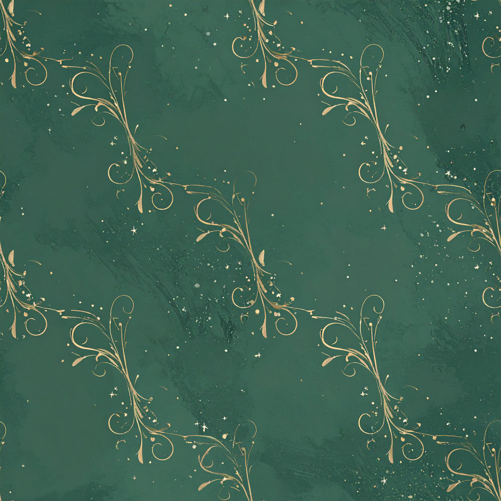 forest green, deep teal, gold, champagne, celestial, stars, sparkle, elegant, whimsical, vintage, luxury, botanical, flourish, scrollwork, swirls, nature-inspired, magical, dreamy, sophisticated, modern elegant, festive, holiday glamour, special occasion, premium, ornate, decorative flourishes, night sky, enchanted