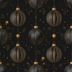 black and gold, gold ornaments, christmas, holiday, celestial, stars, elegant, luxurious, metallic gold, dark background, hanging baubles, festive, winter, sophisticated, modern, glittery, sparkly, decorative elements, seasonal, formal, shiny accents, geometric ornaments, striped spheres, rich black, premium, upscale, contemporary holiday, glamorous