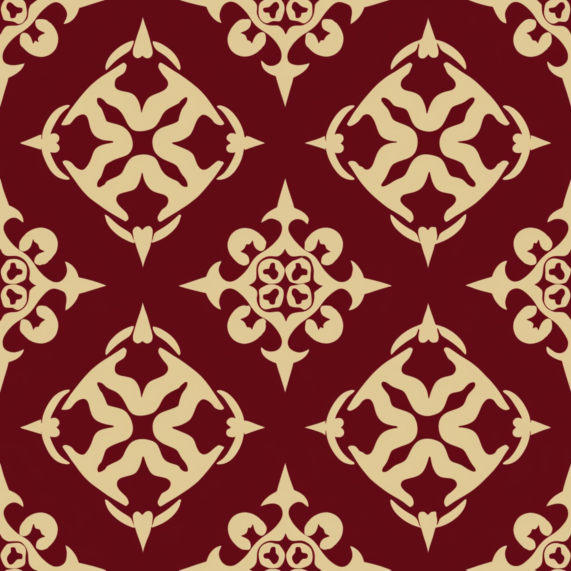 burgundy, cream, damask pattern, ornate motifs, floral scrollwork, baroque design, decorative elements, symmetrical pattern, elegant swirls, intricate details,, fabric panel, rich colors, vintage style, sophisticated design, repeating motifs, ornamental flourishes