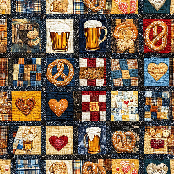 navy blue, cream, gold, red, orange, plaid, checkered, beer mugs, pretzels, hearts, bavarian, german, beer themed, oktoberfest, rustic, vintage, quilted, patchwork, traditional, farmhouse, food and drink, kitchen decor, bar decor, man cave, cottage core, cozy, autumn, fall, beer lovers, pub themed