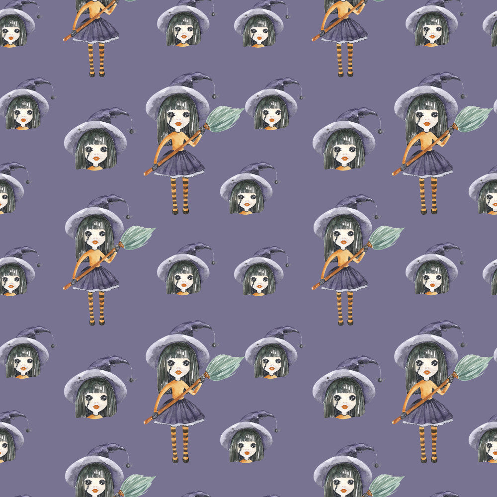 lavender purple, sage green, orange, gray, whimsical, cute, anime style, witch theme, halloween, autumn, magical girl, character design, girl with umbrella, rain themed, striped stockings, dark green hair, fantasy, playful, children's design, kids room, nursery, girls bedroom, magical creatures, kawaii, illustrated characters, pastel goth, enchanted, nature inspired, seasonal autumn