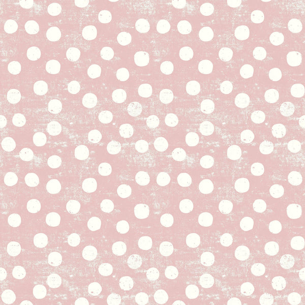 vintage pink, dusty rose, cream white, polka dots, circular patterns, distressed texture, weathered finish,, fabric panel, retro style, shabby chic, feminine design, soft pastels, geometric circles, vintage aesthetic, crafting material, sewing fabric, nursery theme, romantic mood