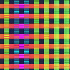 neon colors, bright pink, electric green, cyan blue, orange, yellow, gingham pattern, checkered design, plaid weave, geometric blocks, vibrant hues, fluorescent tones,, fabric panel, retro style, 80s aesthetic, eye-catching, high contrast, colorful squares, woven texture